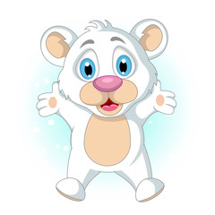 cute little Polar bear cartoon waving