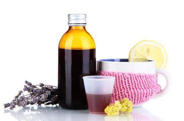 Cough syrup isolated on white