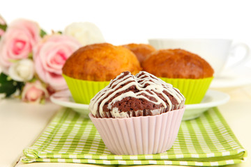 Sweet cupcakes close up