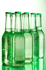 Water bottles close up