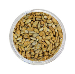 Opened jar of sunflower kernels