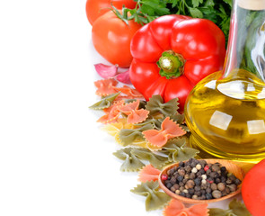 Olive oil and raw pasta