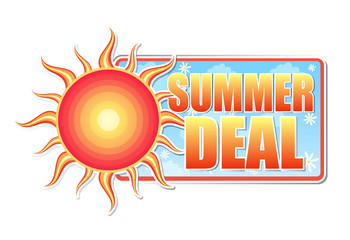 summer deal in label with sun