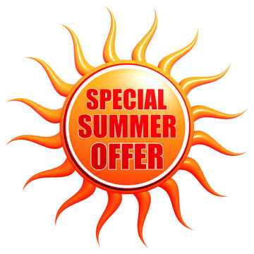 special summer offer in 3d sun label