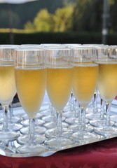 Glasses with champagne during on the party table