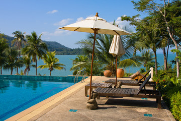 Swimming pool near the sea, Thailand.