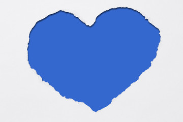 Herzform, Papierweiss, blau