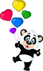 cute baby panda holding balloon's