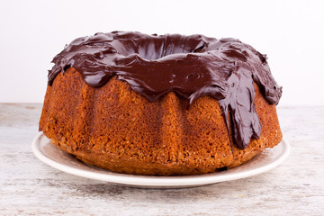 cake with chocolate sauce