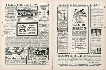 Crédence de cuisine en verre imprimé Journaux page de journal avec publicité antique