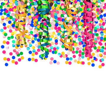 colorful confetti and shiny streamer