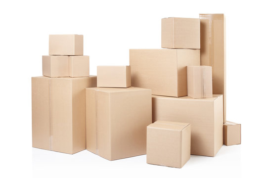 Cardboard boxes with clipping path