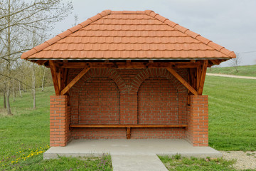 Fototapeta na wymiar small brick house