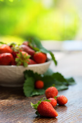 Berries in a basket in the garden