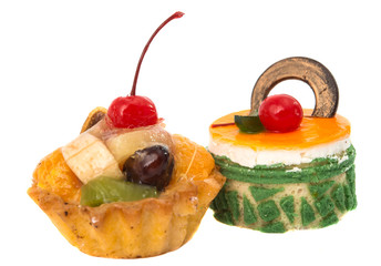 cakes with fruit isolated