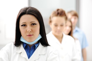 Young science workers research at medical lab