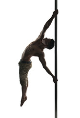 Young strong pole dance man