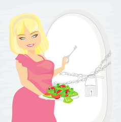 girl on a diet - Refrigerator with chain and lock