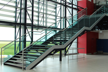 A close up of staircase at the airport