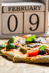 Freshly baked on day international of pizza