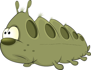 Green worm. Cartoon