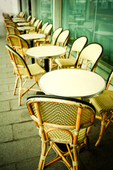 Empty coffee terrace in paris