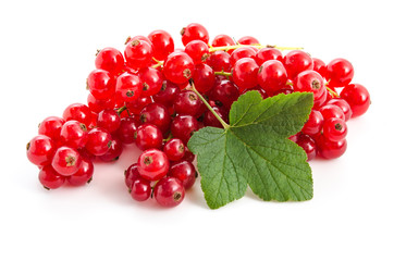 Rote Johannisbeeren mit Blatt