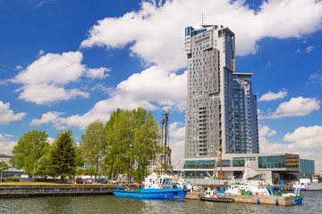Fototapeta premium Sea towers building in Gdynia at Baltic Sea, Poland