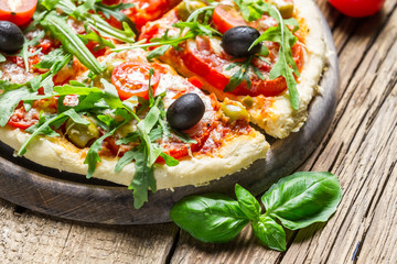 Fresh pizza made ​​of fresh ingredients