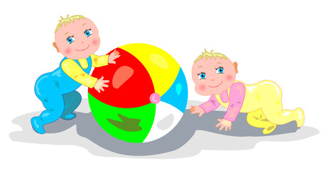 Babies playing with a ball