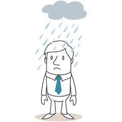 Geschäftsmann, Regen, Wolke, traurig, Pech