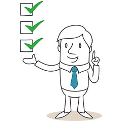 Geschäftsmann, Check boxes, Häkchen