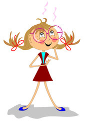 Cheerful clever girl with glasses