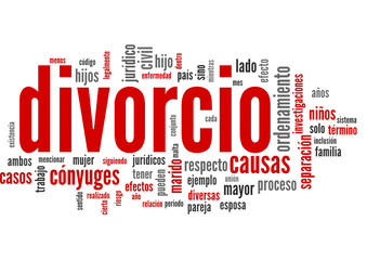 divorcio (divorciado, separación, abogado; tag cloud) - obrazy, fototapety, plakaty