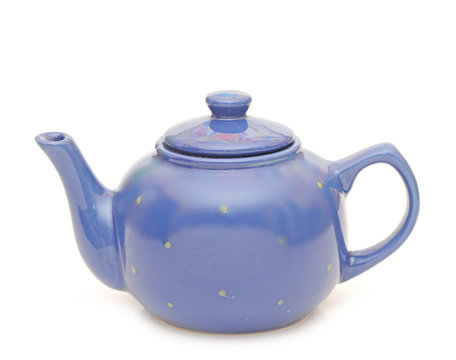 blue teapot isolated on white