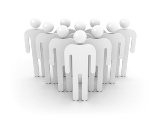 Group of schematic people is ordered wedge on white