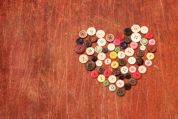 heart from vintage old buttons