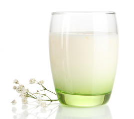 Delicious yogurt in glass isolated on white