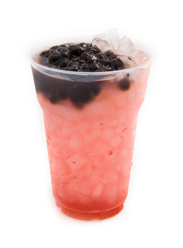 bubble tea red isolated on white