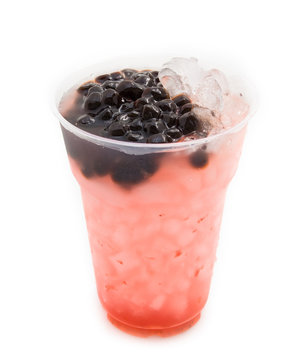 bubble tea red isolated on white