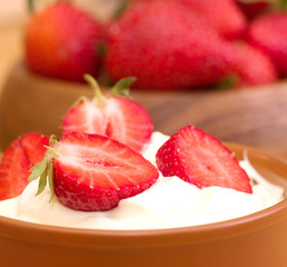fresh strawberry with whipped cream
