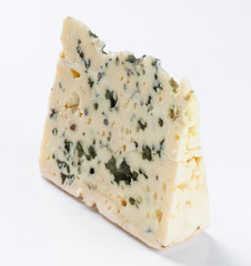 roquefort cheese piece isolated on white