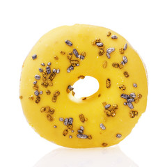 Yellow donut isolated on white background