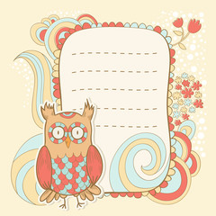 Cute cartoon owl invitation fcard