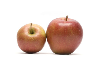 Two red apples isolated on white