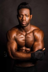 Fototapeta na wymiar Tough african opponent boxer