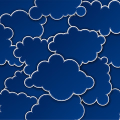 Paper dark blue paper cloud background.