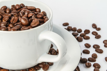 Coffee cup and coffee beans