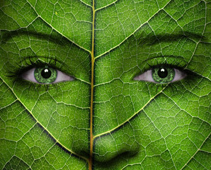 Face with leaf texture