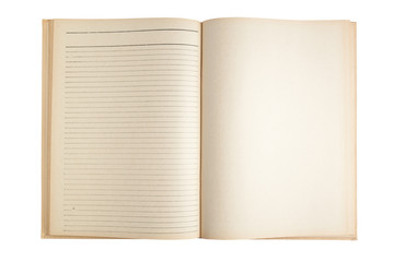 Blank open notepad isolated on white
